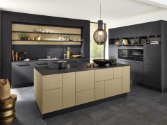 Cocina Moderna Napa Plus Negro Mate 4 Nappa - Lederoptik Inkagold / Phoenix - Schwarz