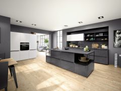 Cocina Moderna Ferro Soft Lack 2 Ferro - Blaustahl / Soft Lack - Arcticweiss softmatt