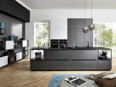 Cocina Moderna Ferro Soft Lack 9 Ferro - Blaustahl / Soft Lack - Arcticweiß softmatt